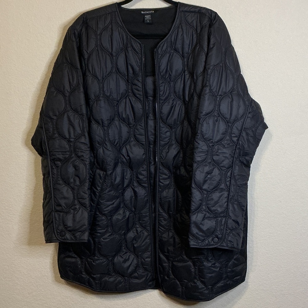 Athleta Black Quilted Puffer Jacket Size Large Women - Picture 2 of 10